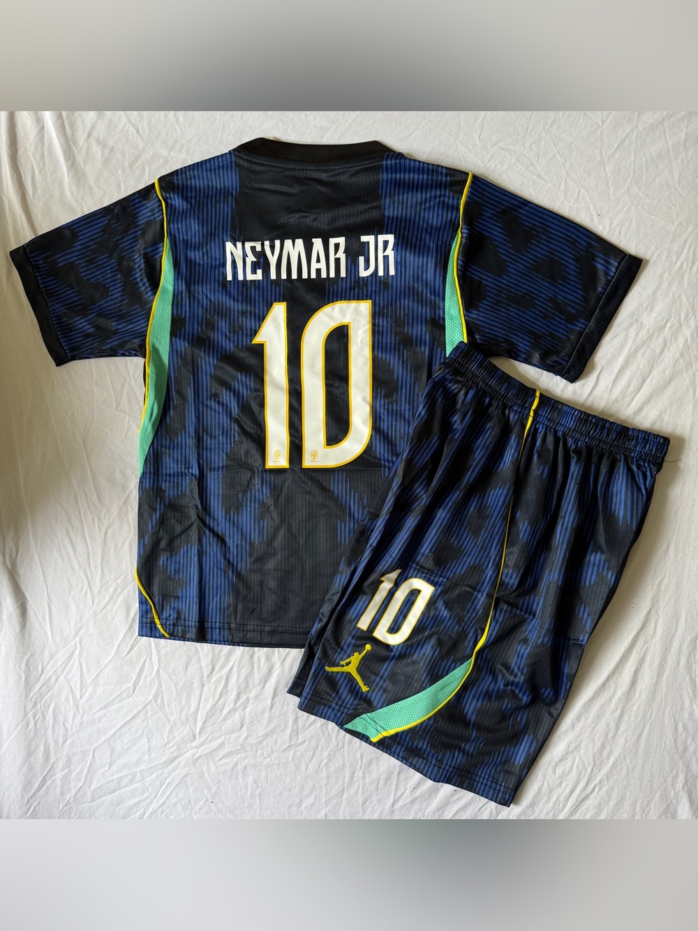 NWT Brazil Home Away kids soccer jersey Set in Navy and Yellow # Neymar JR 10